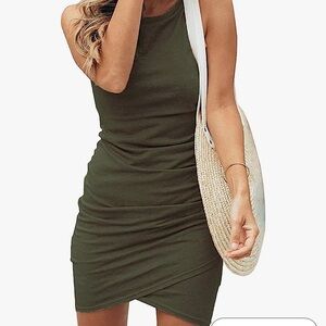 BTFBM olive green fitted knit dress